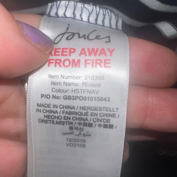 Nautical Navy White Striped Short Sleeve Crew Neck Joules Midi Dress Size 10 - Picture 4 of 10